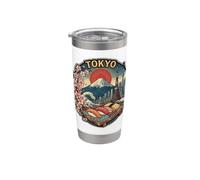 Tokyo Giappone Sushi Mount Fuji Cherry Blossom Graphic Art Bicchiere termico in acciaio inox doppia parete