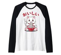 Tokyo Japan Kitty Ramen Noodles Love Fast Food Ciotola Classica Maglia con Maniche Raglan