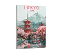 Tokyo Japan - Poster artistico da parete vintage su tela, decorazione artistica da parete per soggiorno e camera da letto, 60 x 90 cm