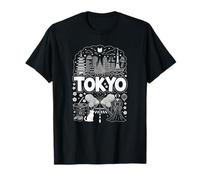 Tokyo Japan Skyline Giapponese Kanji Souvenir per viaggiatori Maglietta