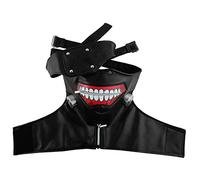Tokyo Kaneki Ken - Maschera per Halloween e cosplay, con cerniera regolabile, in pelle sintetica 3D, con toppa per gli occhi staccabile, accessorio per feste di Halloween, cosplay e Halloween, per