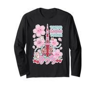 Tokyo Kawaii Tower Sakura Anime Carino Giappone City Cartoon Art Maglia a Manica