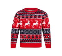 Tokyo Laundry Maglione natalizio da bambina con scollo rotondo, Renna da neve - Rosso, 7-8 Anni