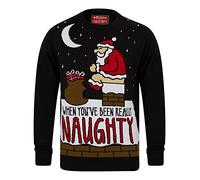 Tokyo Laundry - Maglione natalizio da uomo con scritta "Merry Christmas" Really Naughty Jet Black L