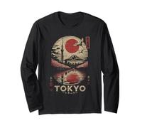 Tokyo Monte Fuji e Skyline con gru Cherry Blossom Maglia a Manica