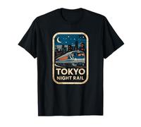 Tokyo Night Rail Giappone Vintage City Train Anime Souvenir Maglietta