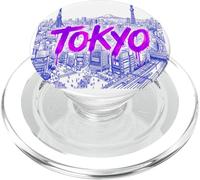 Tokyo, paesaggio urbano, illustrazione, con, grassetto, dipinto, testo PopSockets PopGrip per MagSafe