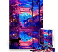Tokyo Serenity Tranquility Teenagers Puzzle 1000 Piece Jigsaw Puzzle Memory Gain Light Relax Design Assembly Wall Art Decor 38x52cm
