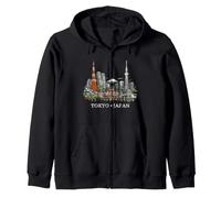 Tokyo Skyline Giappone Monte Fuji Luoghi di Interesse Skytree Souvenir Felpa con Cappuccio