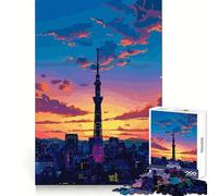 Tokyo Skytree al tramonto Puzzle da 1000 pezzi per adolescenti Pensa intelligente Giocattolo per momenti di condivisione Taglio liscio Lista dei desideri di Babbo Natale 38x26cm