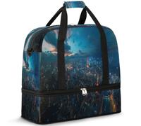 Tokyos Night Japan Borsone da viaggio per donne e uomini borse per la notte per il fine settimana pieghevole bagnato separato 47 L Tote Bag per sport palestra yoga, Colore, 47 L, Organizer per borse