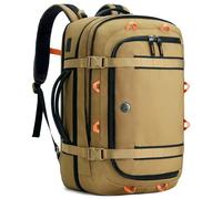 Tolaccea Zaino da Viaggio Espandibile 45L-50L, Zaini Aereo Bagaglio a Mano Adatto alla TSA, Zaino Porta PC 17.3", Grande Zaini Uomo Donna per Viaggi d'Affari e Weekender, Kaki