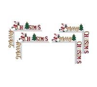 Tolaily Decorazioni Natalizie da 4 Pezzi, Decorazione del Telaio della Porta Ad Angolo nel Legno, Pittura di Cartoni Animati, Ciondolo per Anziani Volto Natalizio