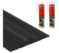 ToLanbbt Striscia di tenuta universale per soglie del garage, 5 m, con adesivi neri da 300 ml, striscia di gomma resistente alle intemperie, per la parte inferiore della porta del garage, fai da te