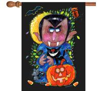 Toland Vampire Halloween 28 x 40 Spooky Dracula Jack o Lantern House Flag