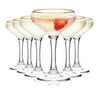 TOLASTO Set di 6 bicchieri da Martini da 235 ml, con bordo dorato, bicchieri da champagne, bicchieri da cocktail, per espresso, Martini, Margarita, Cosmopolitan, Gin, Tequila e bar di casa