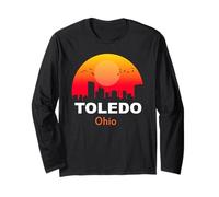 Toledo Ohio Vintage Sunset Retro City State USA Maglia a Manica