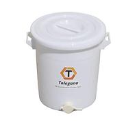Tolegano Secchio per miele da 35 litri o 50 kg per alimenti, con rubinetto, contenitore per miele, secchio con coperchio, rubinetto per hobbock, contenitore per miele