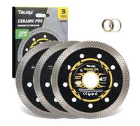 TOLESA Disco Diamantato 115 mm, Ultra Sottile per Piastrelle, Ceramica, Marmo e Granito, Taglio a Secco o ad Acqua, Foro 22,23 mm con Anelli Adattatori 20 mm & 16 mm (Set da 3)