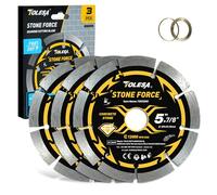 TOLESA Disco Diamantato 125 mm Segmentato per Smerigliatrice, Per Taglio di Calcestruzzo, Pietra, Mattoni e Muratura, Foro 22,23 mm con Adattatori 20/16 mm, Taglio Rapido (Set da 3)