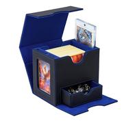 Tolesum Commander Deck Box con 2 Finestre Display e Vassoio Dadi, Nero Blu | Porta Deck per MTG e One Piece, Deck Box per 100+ Carte con Doppia Bustina, Chiusura Magnetica, Pelle PU e Fodera Blu