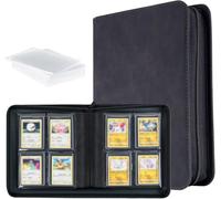 Tolesum Toploader - Album per carte da collezione 112 Top loader con 4 scomparti, 10 pezzi 35PT Toploader, raccoglitore per TCG, MTG, album di collezione, colore: nero