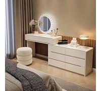 Toletta da trucco, con Luci e Prese a Led Regolabili con specchio grande 8 Cassetto Grand per la Camera da Letto(80cm)