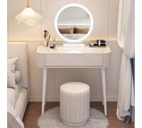 Toletta da Trucco con Specchio,Tavolo da Toeletta con Luci,con 1 Cassetti,Seduta Comoda Imbottita,3 Colori e Luminosità Regolabile,Set da Toeletta Illuminato,Set da Scrittura Multifunzionale(50x40x76c