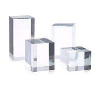 TOLIDA 4 set di display in acrilico trasparente con supporto rettangolare per fotografia, oggetti di scena per la casa, display per orologi cosmetici, modello 5 x 5 x 5 / 6 / 8 / 10 cm