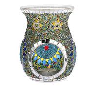 TOLIDA Bruciatore a olio essenziale di vetro bruciatore a cera fusa mosaico bruciatore diffusore di incenso aroma verde per sciogliere cere candelieri decorativi per candele per yoga casa camera da