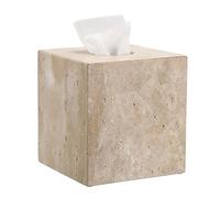 TOLIDA Copertura quadrata in travertino, Cubo portatovaglioli, porta sacchetti, dispenser per carta velina da tavolo, organizer beige per casa e ufficio