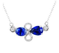 Tolldek 1.3ct Laboratorio Creato Zaffiro Collana Donne Pendente Bianco Oro 750 18 carati Catena Blu Infinito Donna Gioielli Moda 750 Oro Bianco con Moissanite Lunghezza 42 cm, Oro bianco 18 carati