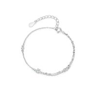 Tolldek 9 K/14 K/18 carati oro bianco bracciali da donna, doppio strato catena braccialetto da donna con laboratorio creato diamanti veri gioielli in oro bianco Au 375/585/750, 17+5CM, 950 Platinum
