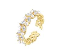 Tolldek Anelli per partner in oro giallo 14 carati, con diamanti classici, taglio marquise, Au 585, con perle vere, misura 47-65, Oro giallo 14 carati (585), Laboratorio Creato Diamante