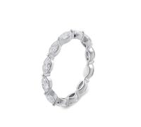 Tolldek Anello da sposa Au 375/585/750 bianco oro, coppia di anelli eterni con taglio marquise, moissanite, oro bianco 9 K/14 K/18 K, anallergico, Oro bianco 14 car, Moissanite