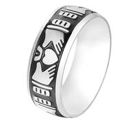 Tolldek Anello da sposa in acciaio inox, 8 mm, da uomo, Islam Claddagh, Acciaio inossidabile, Senza zirconi