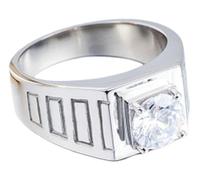 Tolldek Anello da sposa in acciaio inox, da uomo, 10,5 mm, 4 pezzi, anello solitario, anello per matrimonio, anello punk rock, argento/oro, acciaio inox, Zirconia cubica