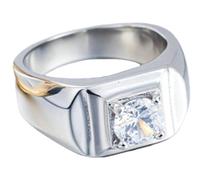Tolldek Anello da sposa in acciaio inox, da uomo, 10,5 mm, con 4 pezzi, colore argento/oro, acciaio inox, Zirconia cubica