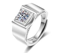 Tolldek Anello da sposa in oro bianco 14 carati Au585, realizzato in laboratorio, anello dell'amicizia, in oro bianco 14 carati, misura 54-72, Oro bianco 14 carati (585), Laboratorio Creato Diamante