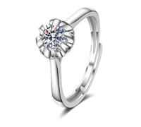 Tolldek Anello da sposa in oro bianco 375 9 carati, realizzato in laboratorio, con diamanti e fiori, misura 47-65, Oro bianco 9 carati (375), Laboratorio Creato Diamante