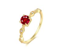 Tolldek Anello da sposa in oro giallo 9 K/14 K/18 carati, sottile infinito, con laboratorio, rubino rosso, gioielli in oro giallo Au 375/585/750 con moissanite, misura 47-65, Oro giallo 9 carati (375