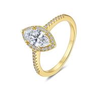 Tolldek Anello da sposa in oro giallo 9 K/14 K/18 K, classico anello dell'amicizia con laboratorio, realizzato con diamante taglio marquise, gioielli in vero oro 375/585/750, misura 47-65, Oro giallo