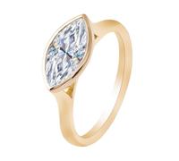 Tolldek Anello da sposa in oro giallo 9 K/14 K/18 K, classico anello di fidanzamento con taglio marchese moissanite, Au 375/585/750, senza allergie, oro 9 K, Moissanite