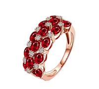 Tolldek Anello da sposa in oro rosa 18 K 750, con laboratorio, rubino taglio ovale, rosso, forma classica, diamante solitario oro rosa Au750, misura 49-70, Oro rosa 18 carati (750), Diamante