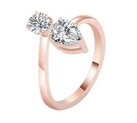 Tolldek Anello da sposa in oro rosa 9 K/14 K/18 K, classico anello nuziale con taglio a goccia 1 ct moissanite, Au 375/585/750, in oro rosa, Oro rosa 18 carati, Moissanite