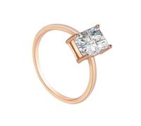 Tolldek Anello da sposa in oro rosa, 9 K/14 K/18 K, con taglio rettangolare, bianco, Au375/585/750, in oro rosa, misura 47-65, Oro rosa 14 carati (585), Moissanite