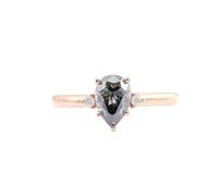 Tolldek Anello da sposa in oro rosa Au 375/585/750, classico anello dell'amicizia con taglio a goccia 1/2/3 ct di moissanite grigio, 9 K/14 K/18 carati, anelli di nozze in oro rosa, anallergici, Oro