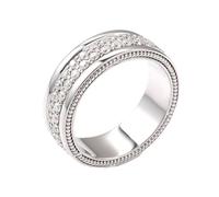 Tolldek Anello da sposa in oro vero 9 K/14 K/18 K, stile vintage, con taglio rotondo, moissanite, oro bianco, Au 375/585/750, Oro bianco 18 carati, Moissanite