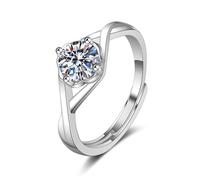 Tolldek Anello da sposa in vero oro bianco 375 9 carati, realizzato in laboratorio, anello solitario con diamanti all'infinito, 9 K, misura 47-65, Oro bianco 9 carati (375), Laboratorio Creato