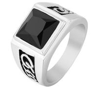 Tolldek Anello da uomo in acciaio inox, 13 mm, classico anello dell'amicizia, per matrimonio, punk rock, argento/oro, acciaio inox, Zirconia cubica